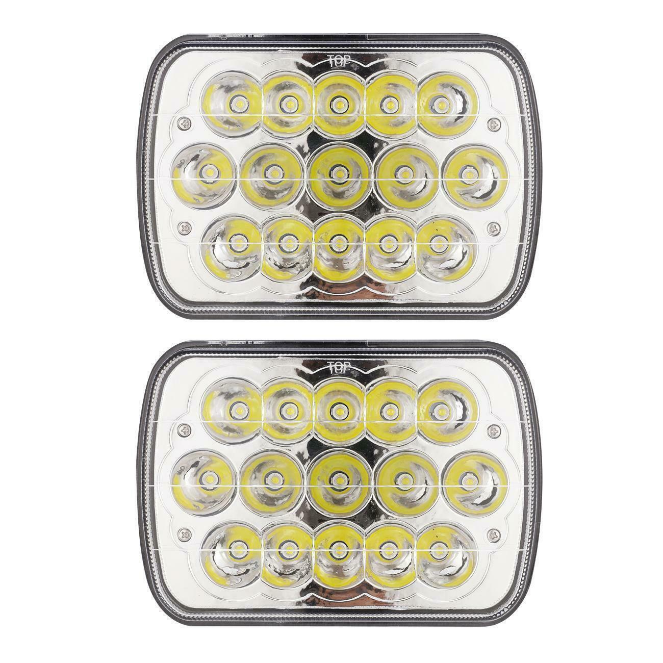 2Pcs 7x6 LED Headlight Headlamp Sealed Beam DRL For Wrangler JK TJ CJ LJ