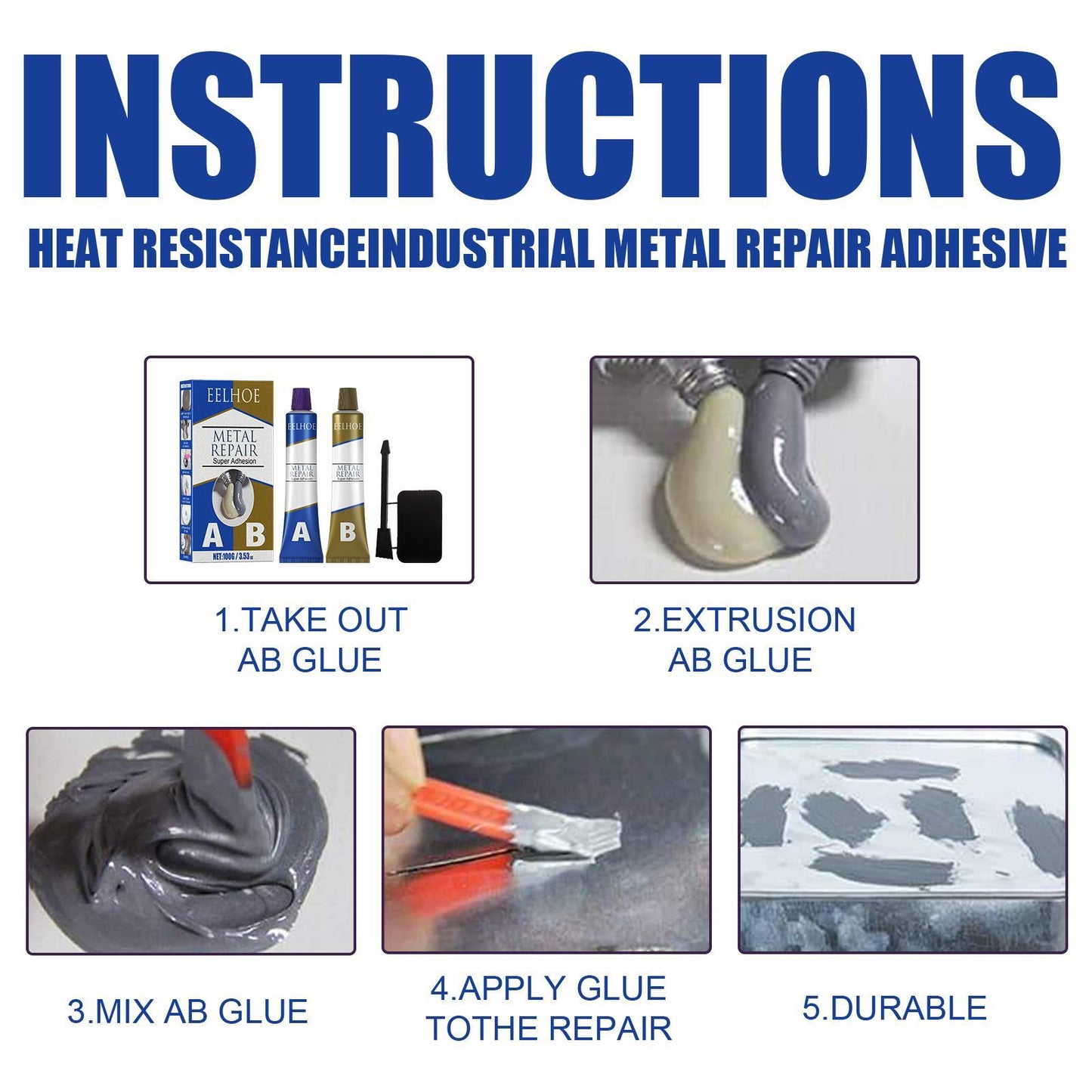 Easy To Use Cast Aluminum Welding Glue, High Temperature Resistant Metal Casting Crack Repair Agent, Leakproof Waterproof Welding