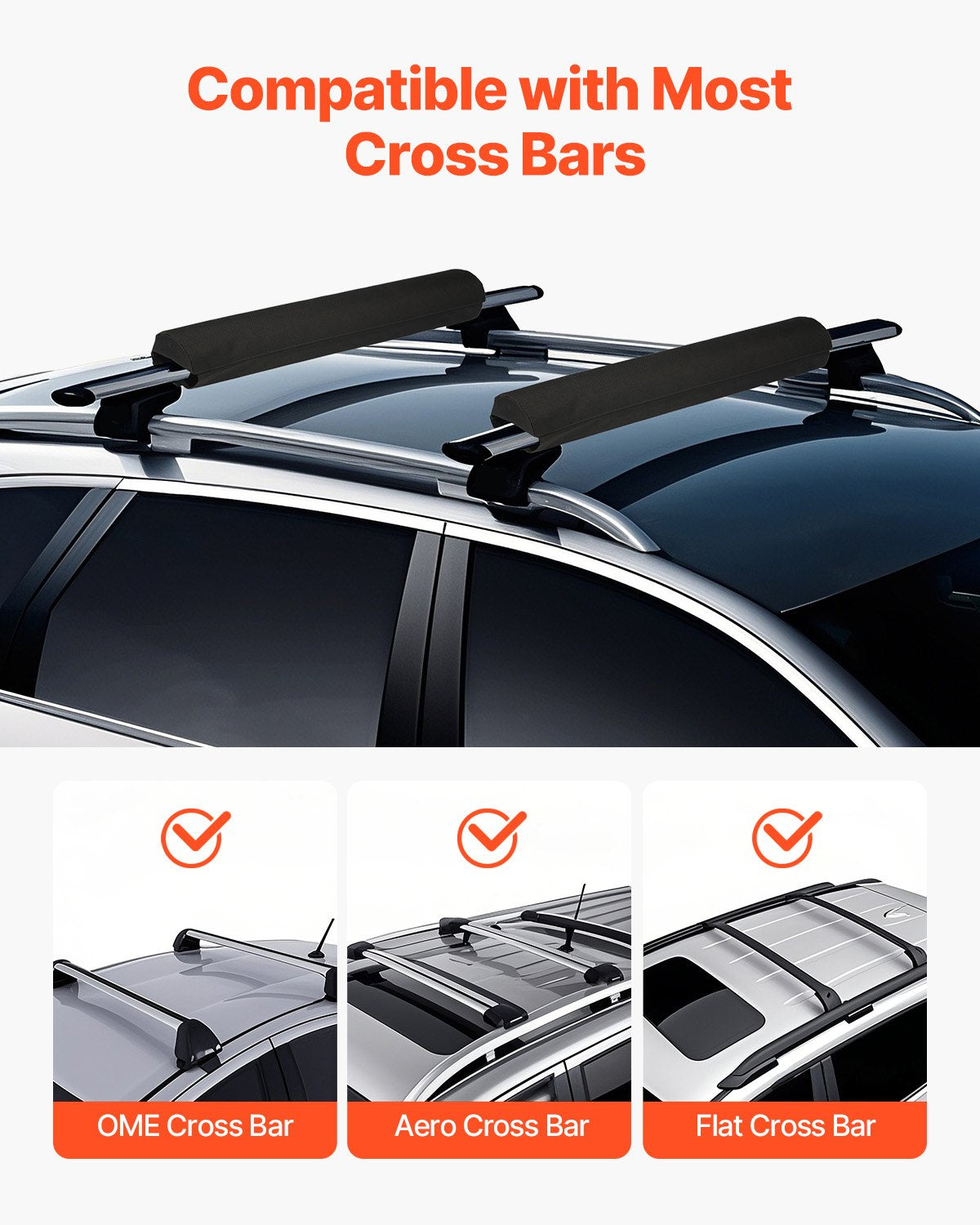 Soft Roof Rack Pads, 28-inch Universal Roof Rack Pads, Suitable For Various Crossbars, With An 88-pound Load Capacity, Equipped With 2 Straps And Velcro, Can Be Used For Luggage, Kayaks, Stand-up Padd