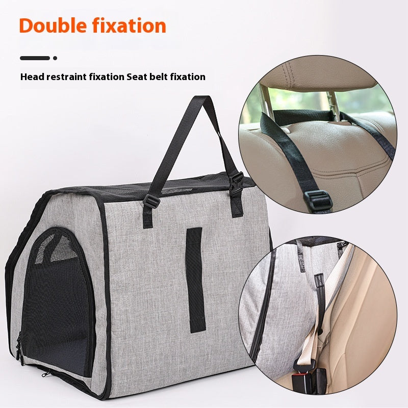 Foldable Waterproof Pet Car Cage with Seat Belt Harness - image 6