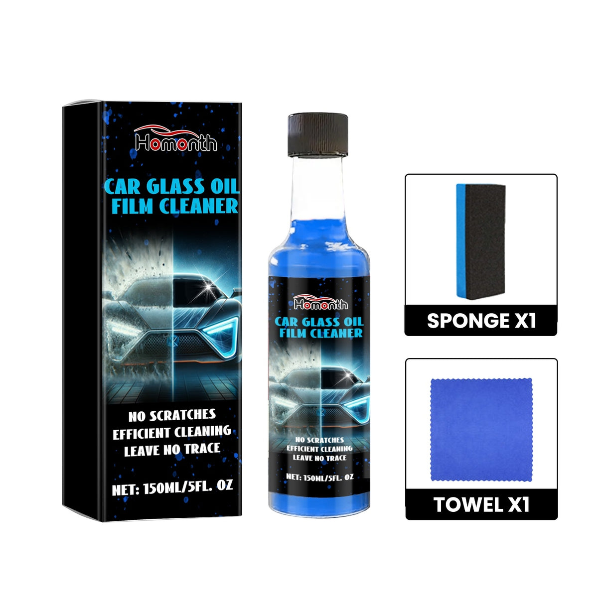 Windscreen oil film remover with sponge