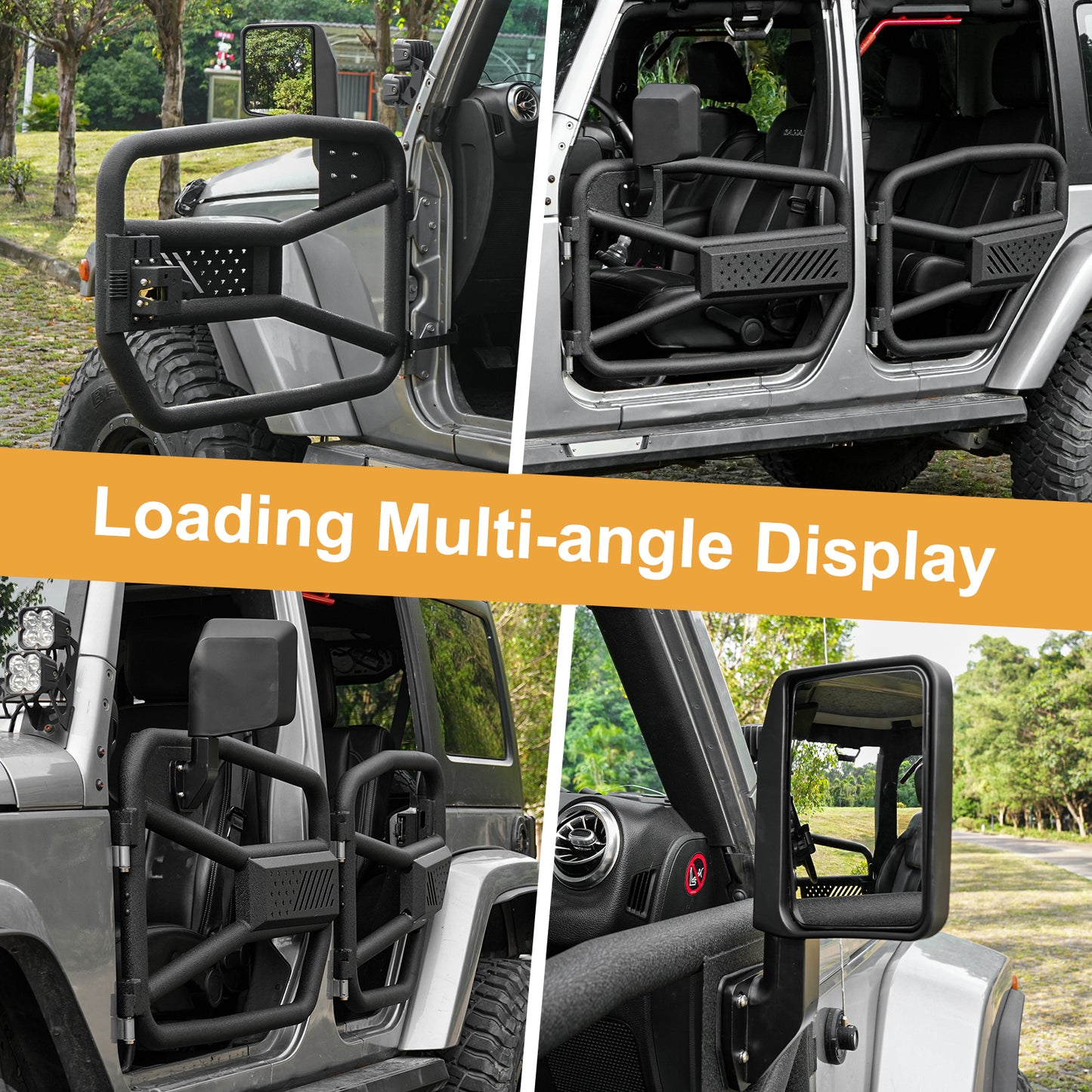 Tubular Doors With Mirror For 2007-2017 Wrangler JK 4 Door