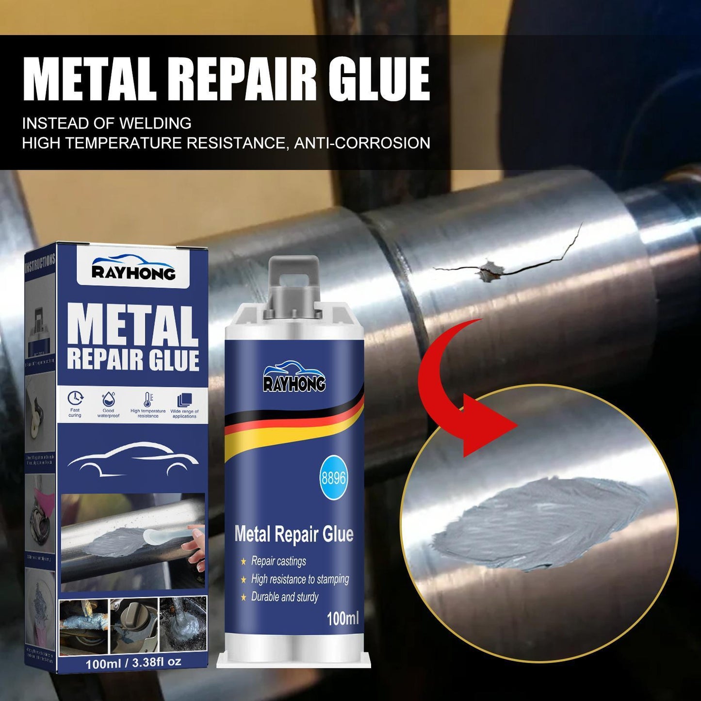 Ruihong Metal Casting Glue 100ml High Temperature Resistant Welding Glue Strong Electric Welding Glue For Metal Castings With Sand Holes, Porosity And Cracks