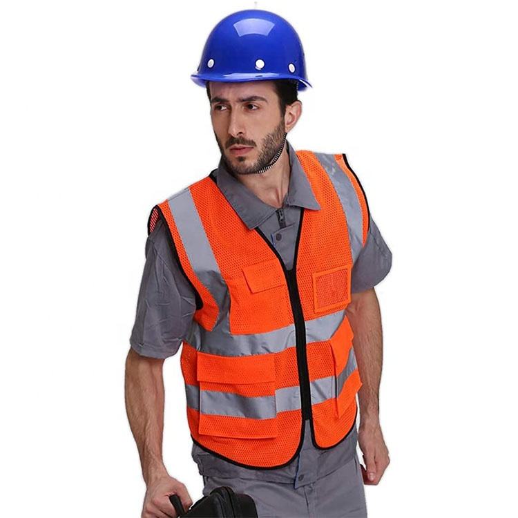 Mesh hi-vis vest with pockets, green or orange - image 6