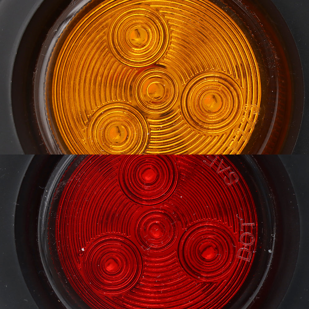 Truck Universal Small Taillight American Version, 4LED Rubber Ring Round Light With Plug ,12V, 5 Red Covers-5 Yellow Covers