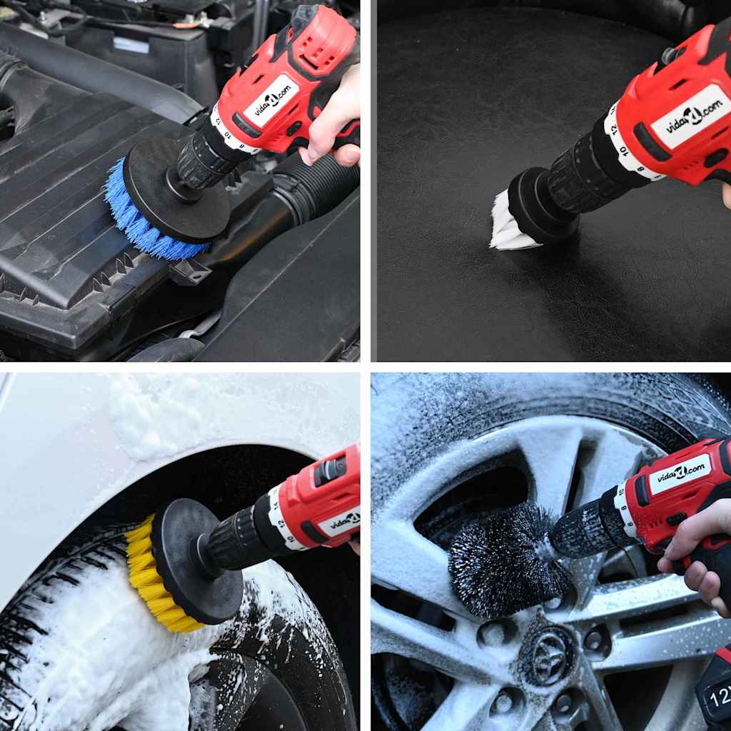 Drill Brush Set 28 Pieces Multicolor and Car Cleaning Brush Set