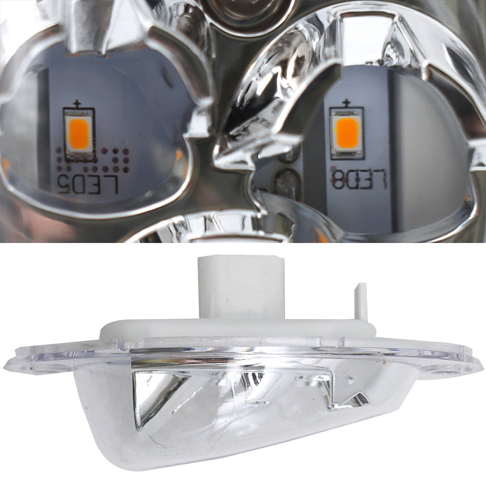 2Pcs Freightliner Cascadia Side Marker Turn Signal Lights Clear Lens Amber LED