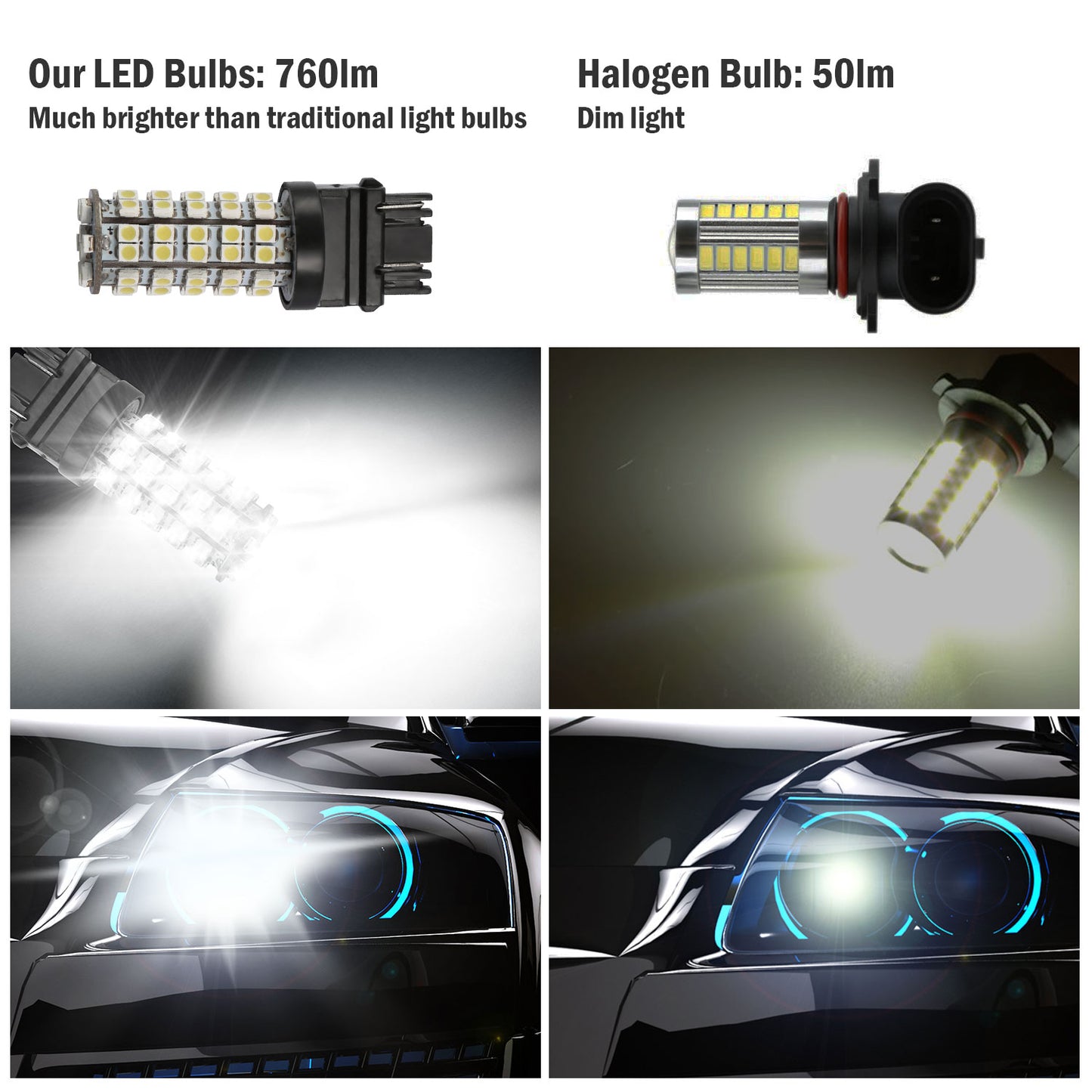 10Pcs Per Kit LED Car Light Bulbs 760lm T25 3528SMD 6000K Pure White Auto Lamps Replacement For Dome Map Door Trunk Signal License Plate