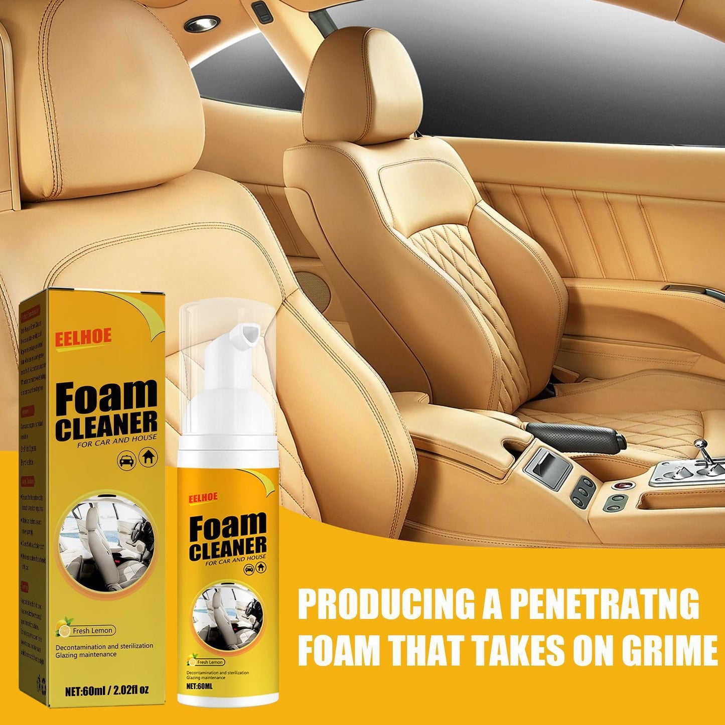 Yierhou Car Steering Wheel Foam Cleaner Leather Seat Cleaner Multi-purpose Interior Cleaner