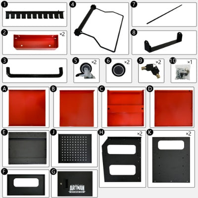 4 LEVEL MULTI PURPOSE TROLLEY FOR DIAGNOSTICS-BLACK RED