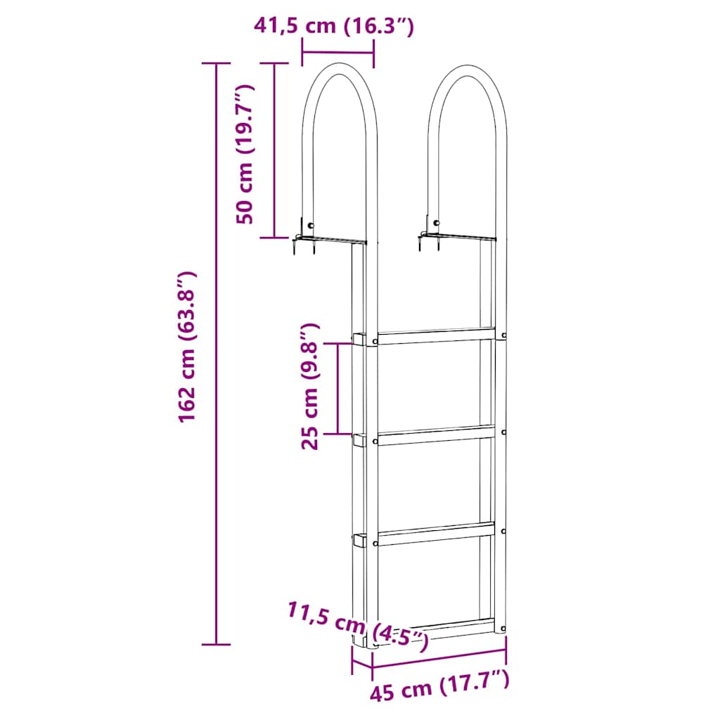Dock Ladder 4-Step Silver 45 x 11.