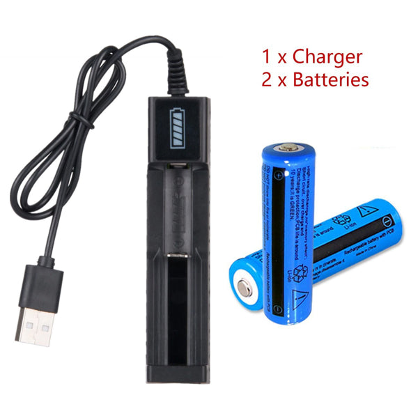 2 PCS3000mAh 18650 Rechargeable Batteries + 1PCS USB Charger Set For Flashlights Headlamp(Logistics Only For USPS.TK/TMEU Only For Self-pickup)