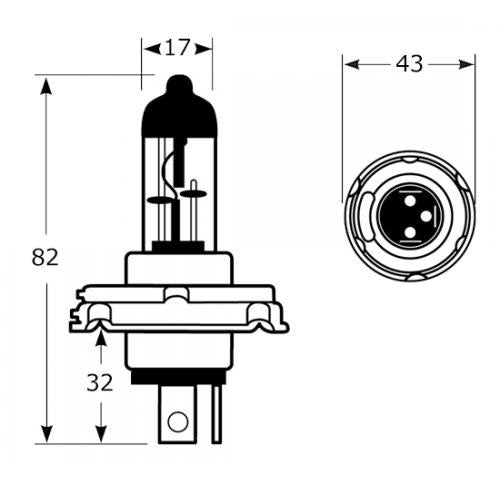 2x H4 Blue Xenon Headlight Bulbs Set 60/55W P42t (6000K)