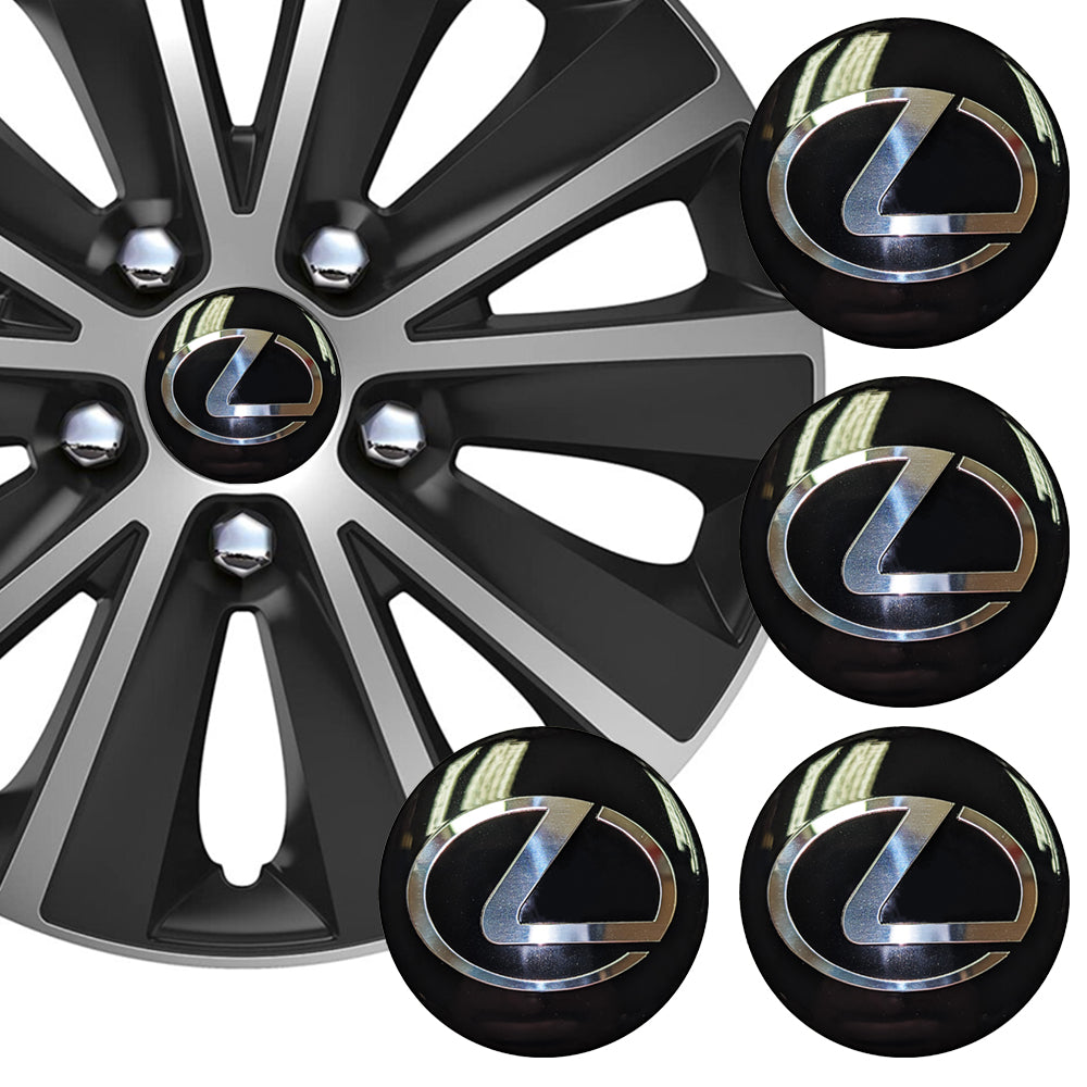 Wheel Center Cap Stickers 3D 56.5mm Lexus Black x 4