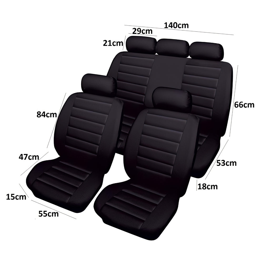 Carrera Black Full Set Leatherlook Car Seat Covers