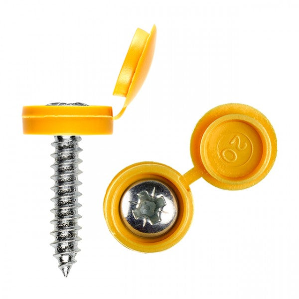 Number Plate Fitting Screws Yellow Caps
