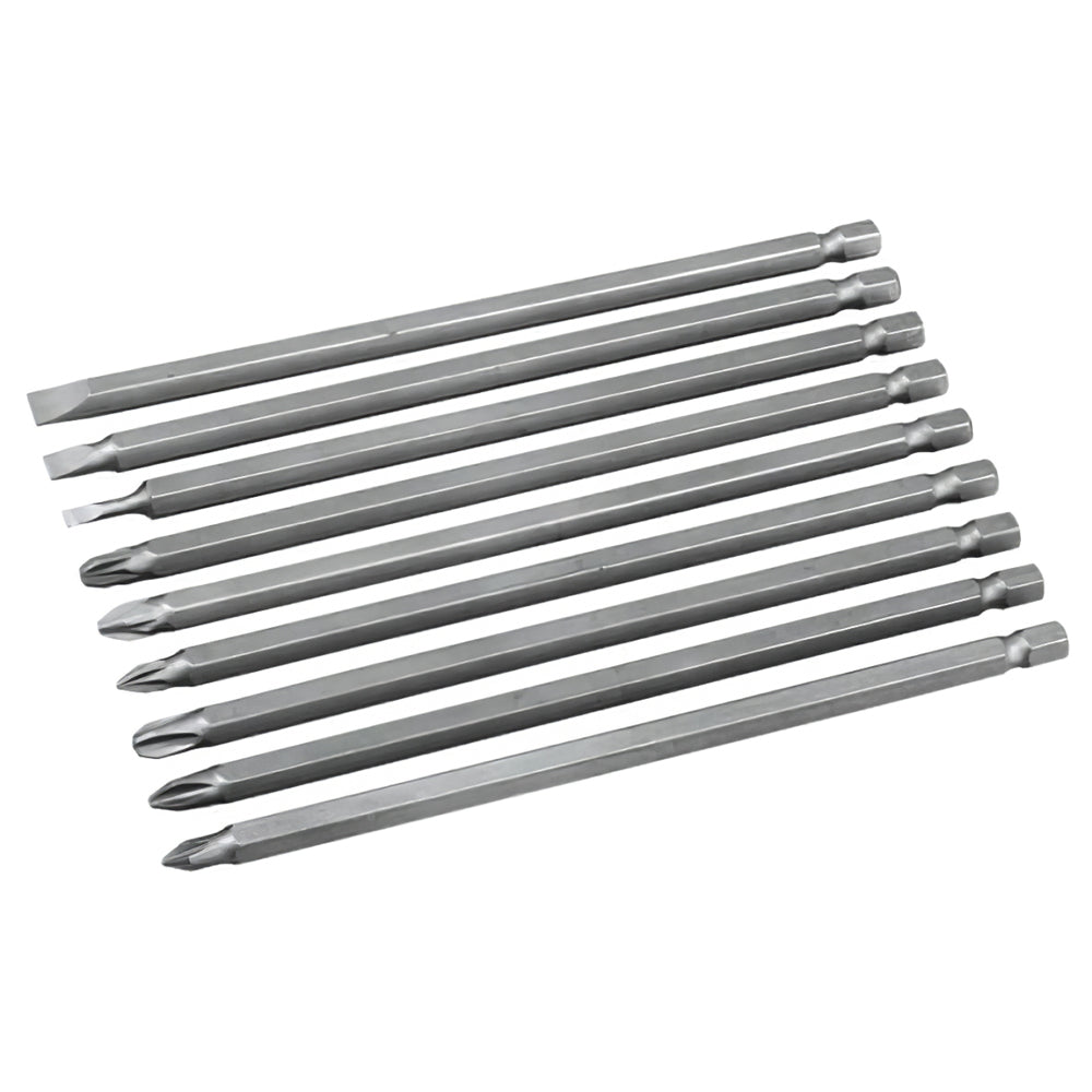 Extra Long Screwdriver Bits Set 9pc x 150mm