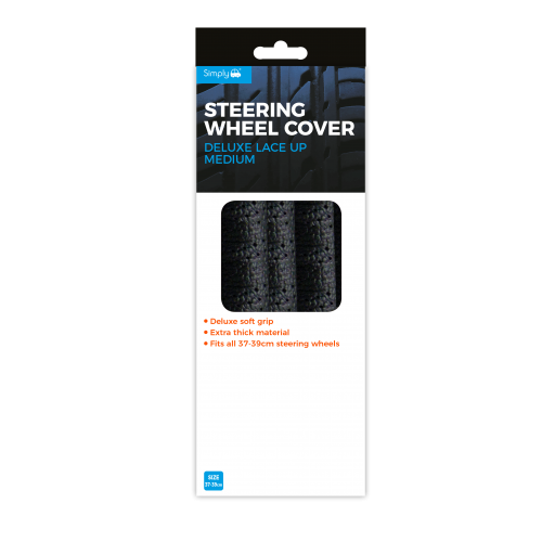 Simply Steering Wheel Cover Lace Up Black 37 - 39 CM