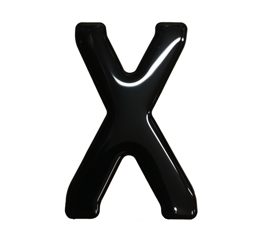 3D Gel Number Plate Black Letter "X"