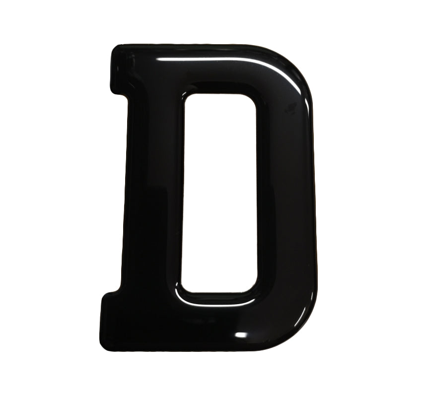 3D Gel Number Plate Black Letter "D"