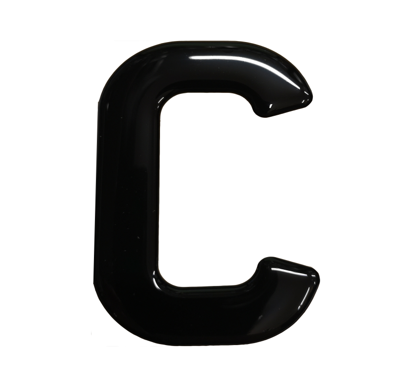 3D Gel Number Plate Black Letter "C"