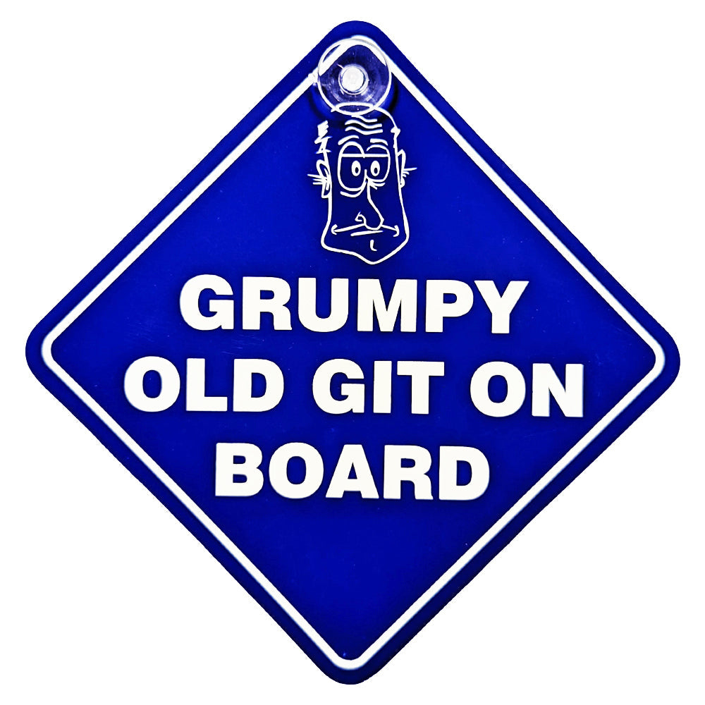 Grumpy Old Git On Board Diamond Sign - Suction Cup