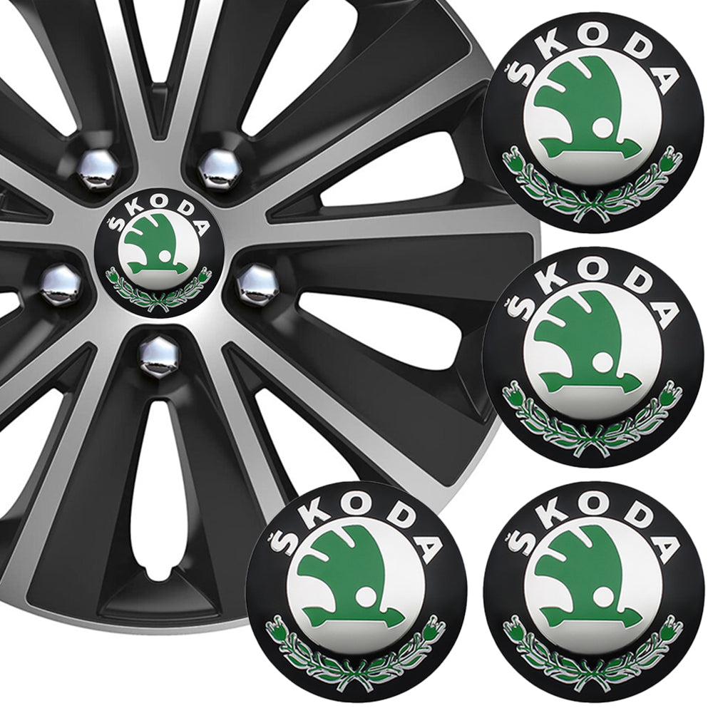 Wheel Center Cap Stickers 3D 56.5mm Skoda x 4