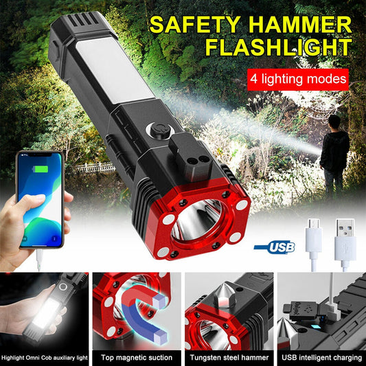 Multifunctional Car Emergency Hammer Torch With USB Charging