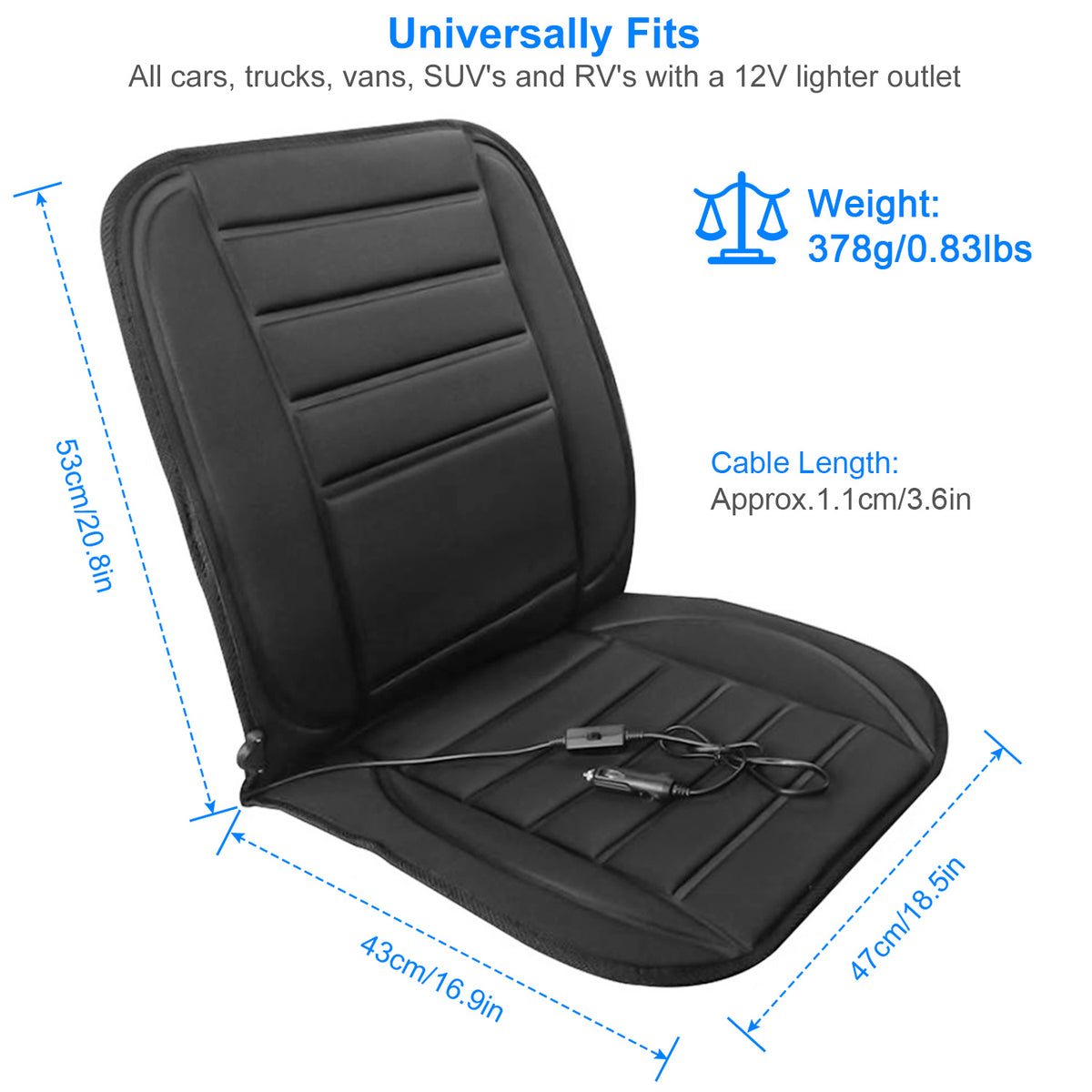 1Pc Heated Car Seat Cushion 12V Auto Seat Cover Warmer With Adjustable Temperature Controller For Cars Trucks SUV