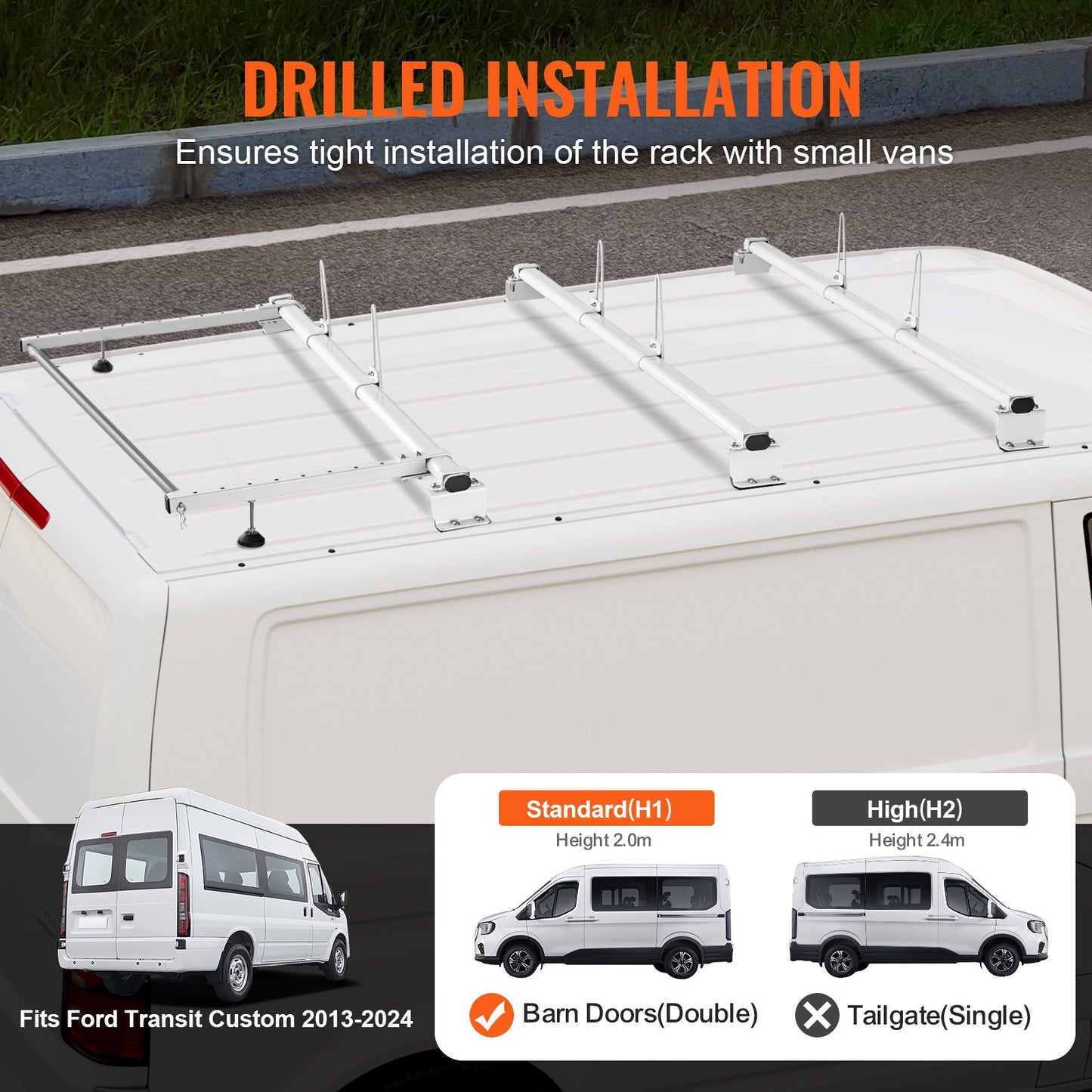 Trailer Ladder Rack, 56-inch  3 Crossbars Ladder Roof Rack, Heavy-duty Steel Van Roof Ladder Rack, 90 Kg Capacity Each Bar Van Ladder Rack With Cargo Roller, Fit For Ford Transit Custom 2013-2024