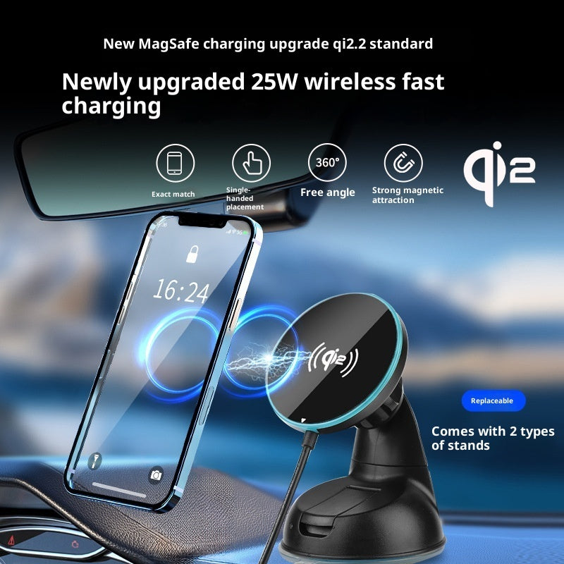 Magnetic Wireless Car Charger Mount – 25W Qi2.2, Vent & Suction