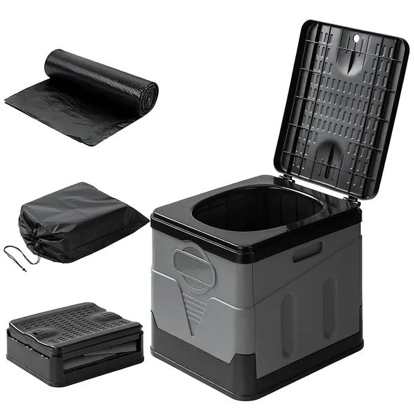 Portable Toilet For Car Camping Boating Hiking Outdoor Travel Potty With Carry Bag Foldable Emergency Toilet With Lid Trash Bags