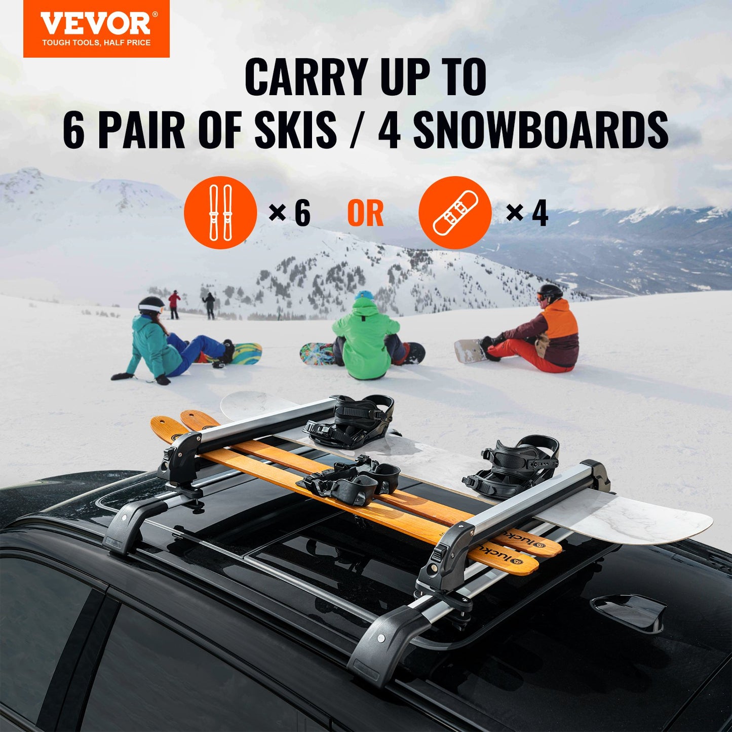Ski Snowboard Roof Rack 80.5 Cm Universal Ski Rack For Car Roof With Lock