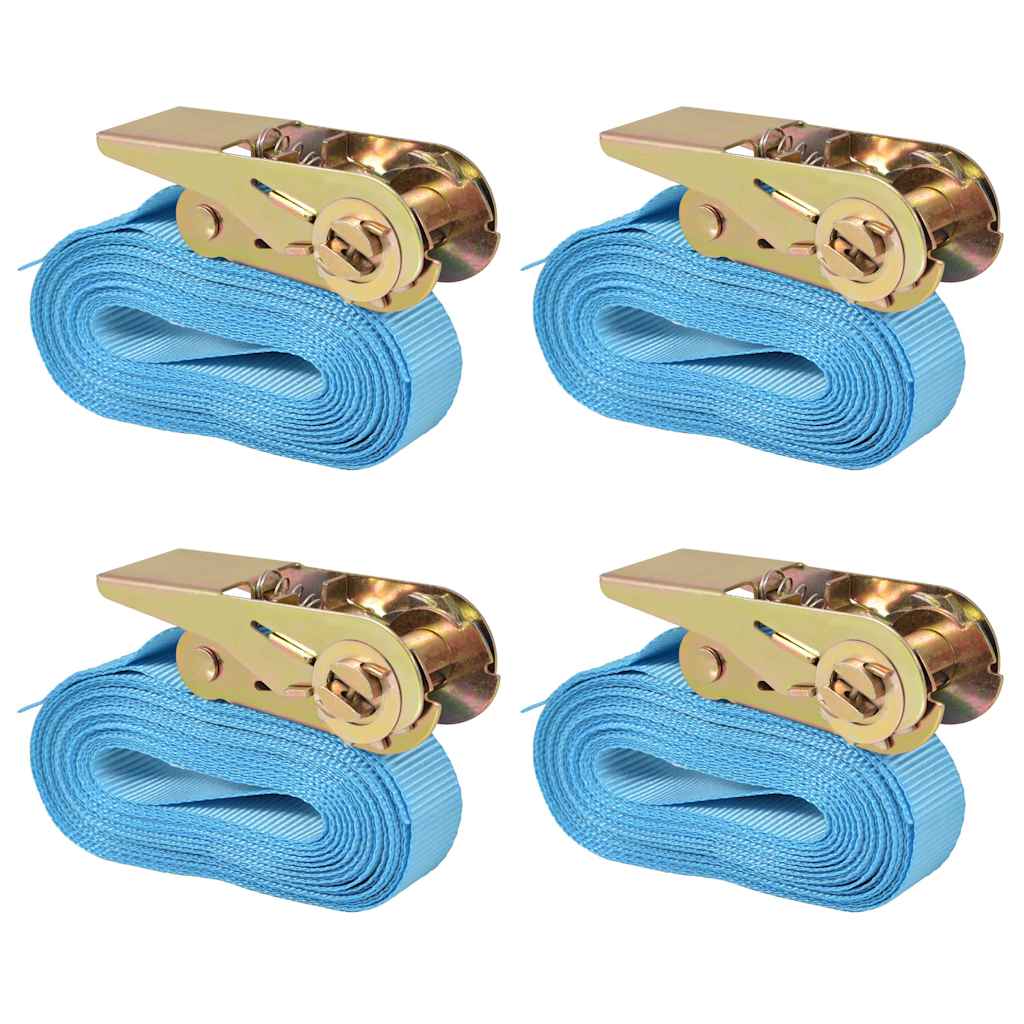 Ratchet Tie-Down Straps, 4 pcs, 0.8 ton, 6m x 25mm