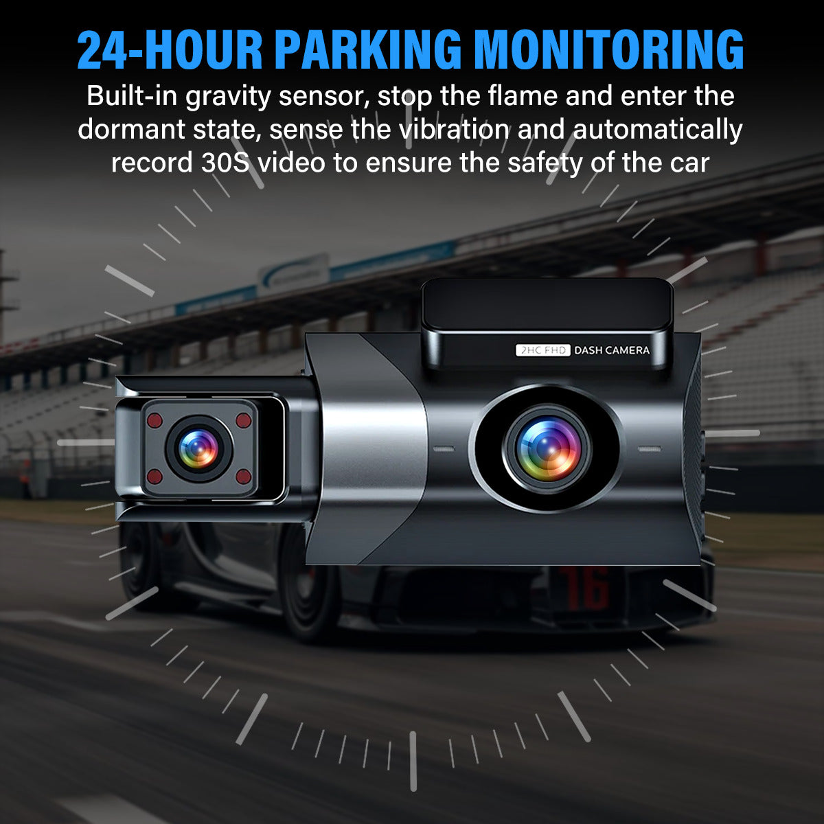 3-Lens Dash Cam 1296P – Front, Rear & Cabin, Wi-Fi, Night Vision - image 6