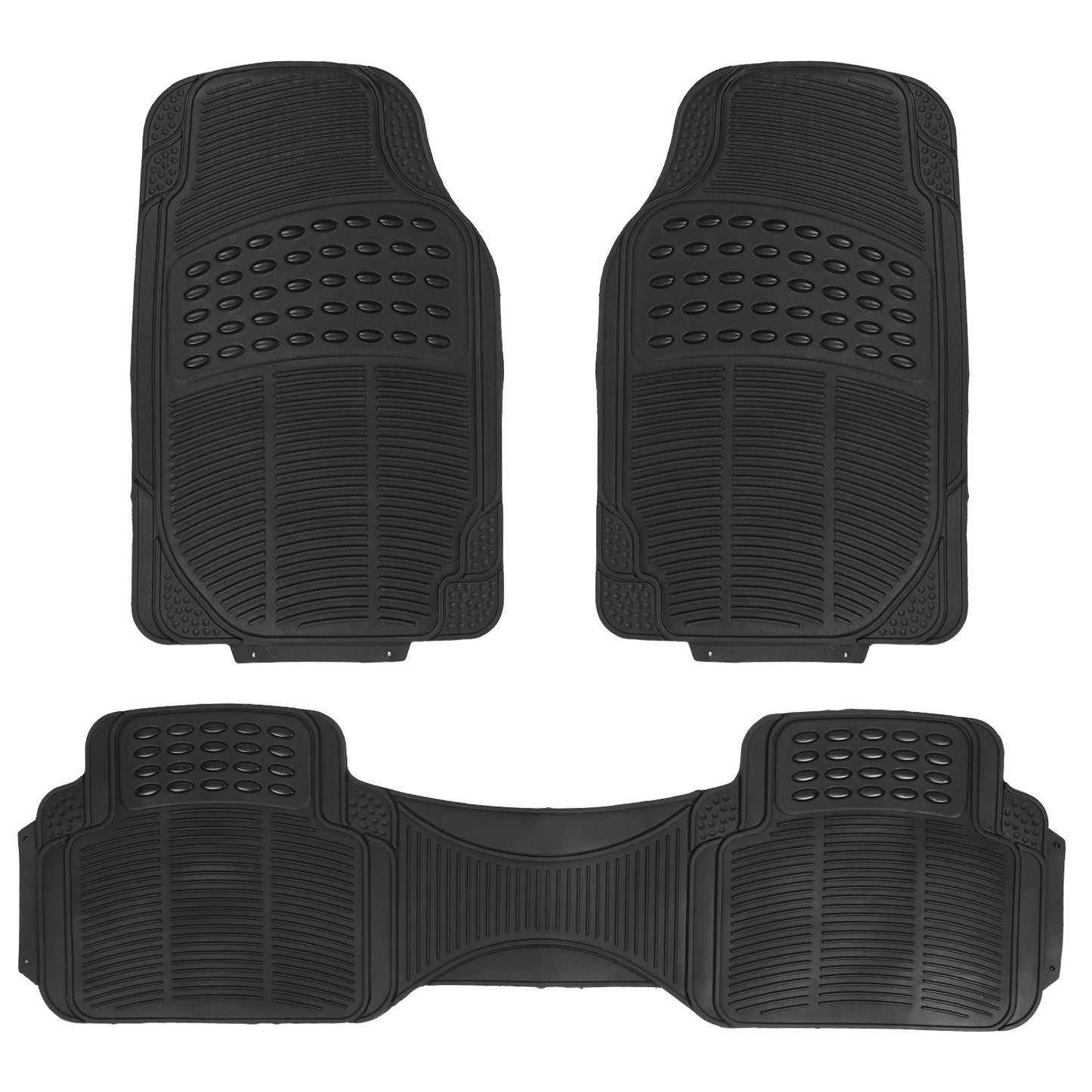 Set Of 3Pcs Automotive Floor Mats Set Front Rear PVC Rubber Floor Mats Heavy Duty Drive Vehicle Car Mats With Trimmable Design Fit Most Cars SUVs Trucks