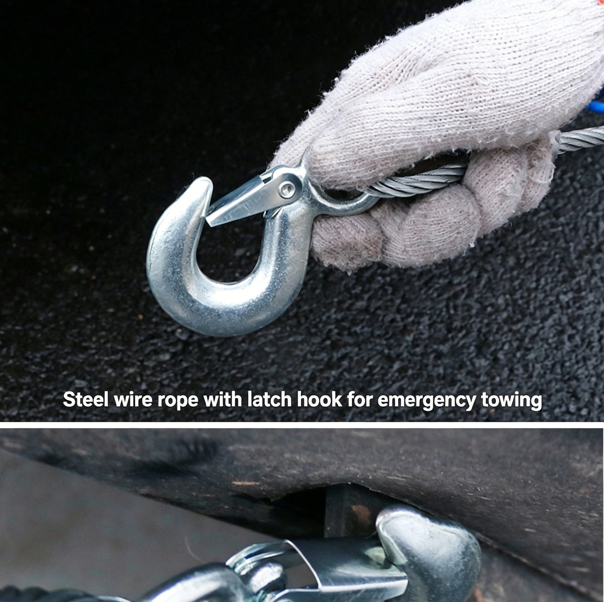 4m Steel Wire Tow Rope with Hooks - image 4