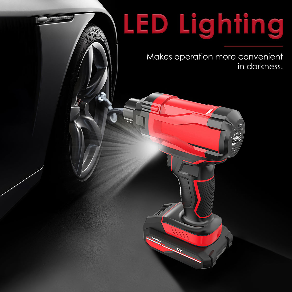 1Pc 150PSI Cordless Car Tire Inflator Rechargeable  2V Portable Electric Air Compressor With LED Light For Car Bike Motorcycle Ball
