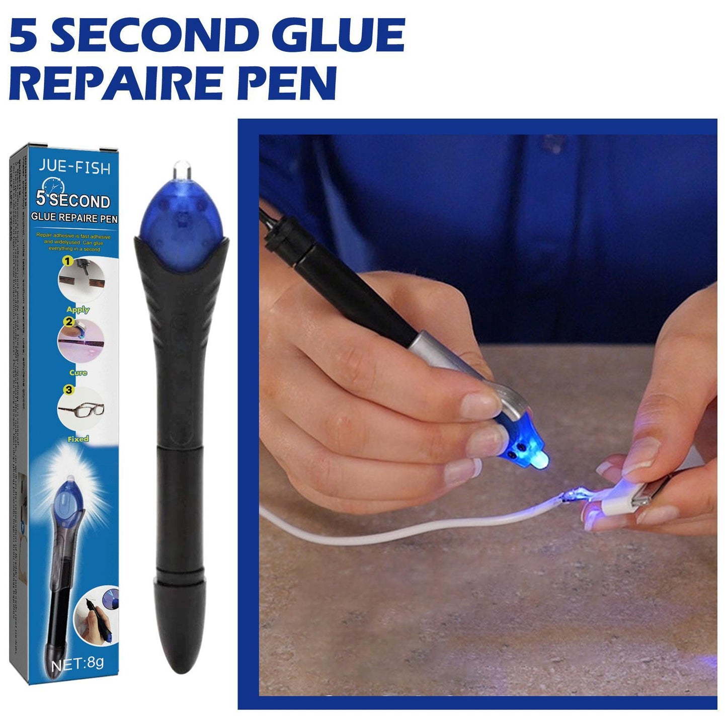 Jueyu UV Light Curing Glue Pen 5 Seconds Quick Drying High And Low Temperature Resistant Plastic Ceramic Cable Repair Glue