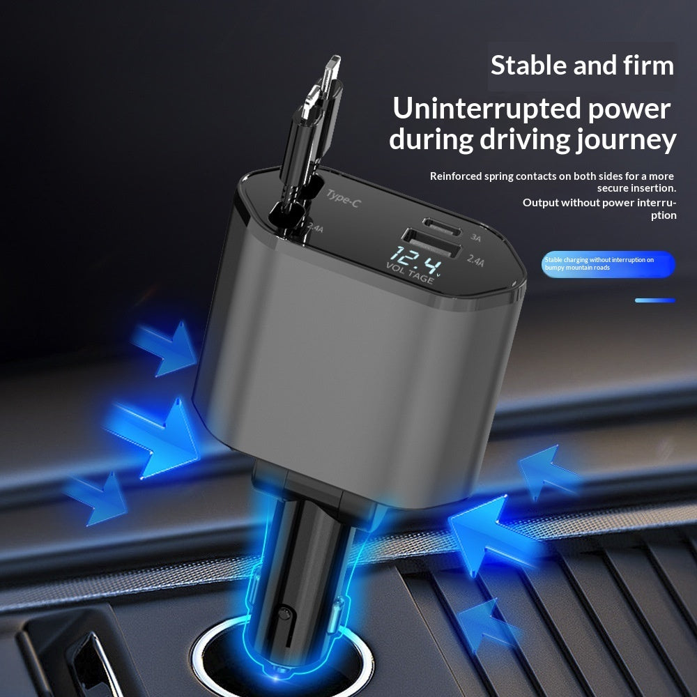Retractable 4-in-1 Car Charger 120W – Built-in USB-C Cables - image 5