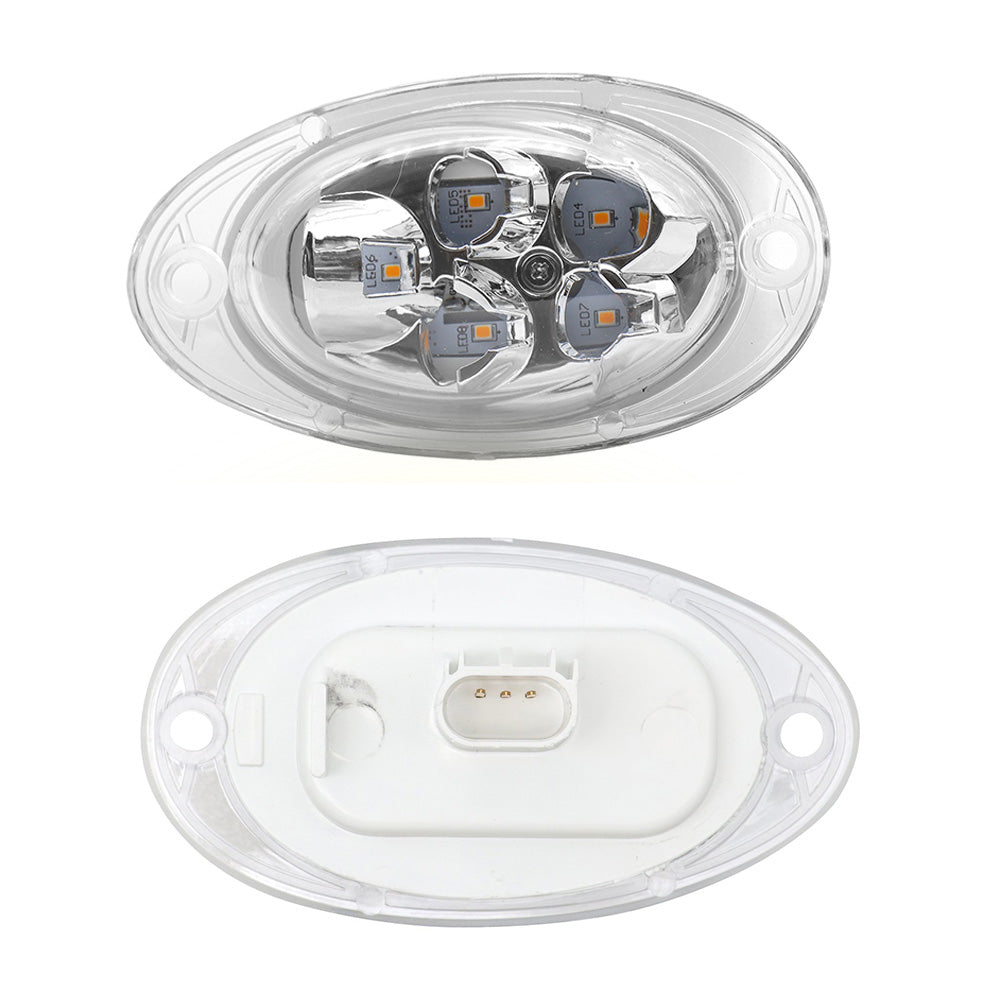 2Pcs Freightliner Cascadia Side Marker Turn Signal Lights Clear Lens Amber LED