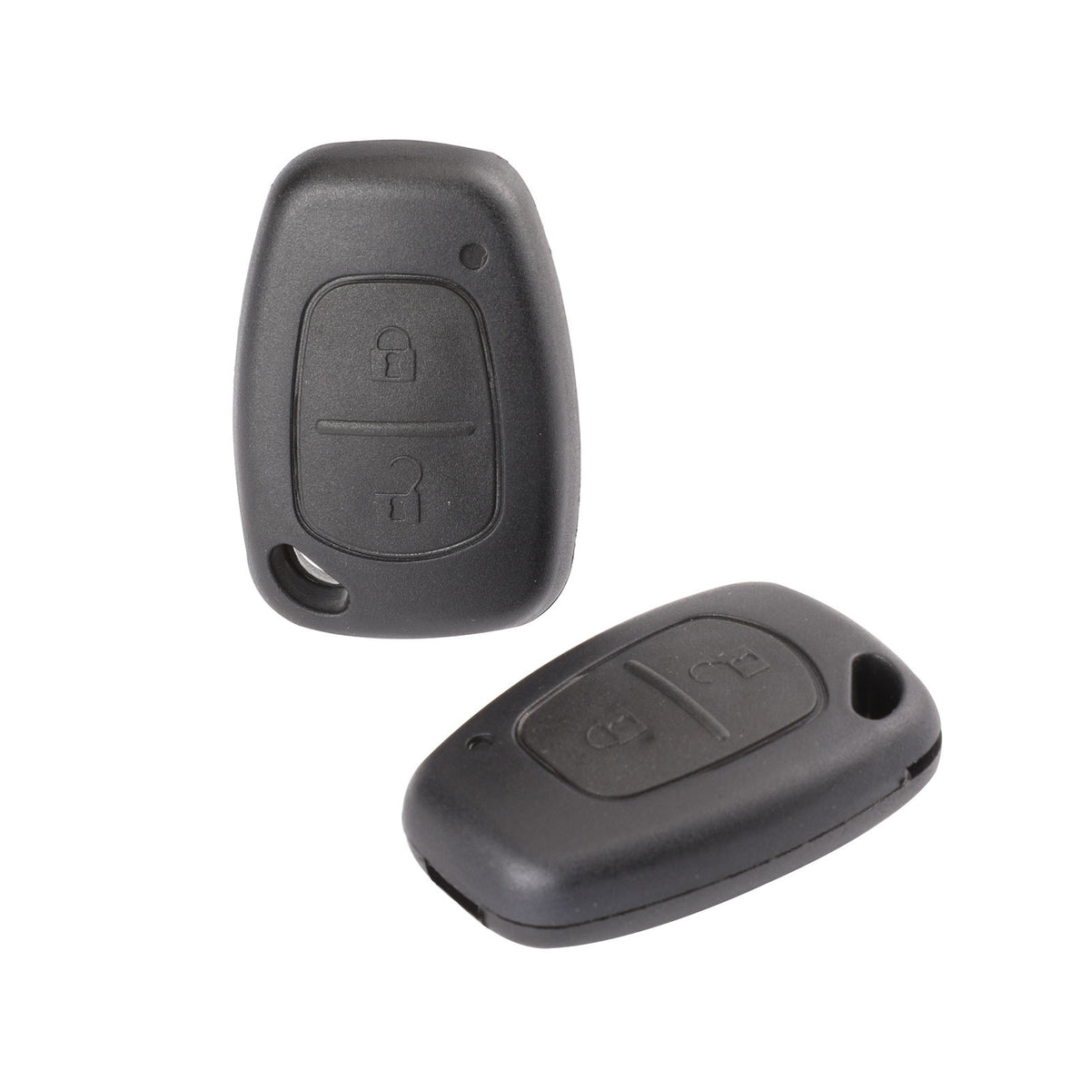 Replacement remote key shell for Renault – front and back views of the shell