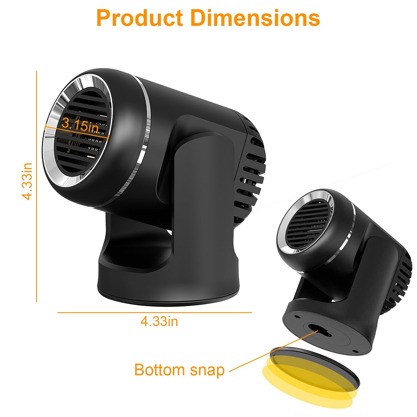 24V 160W Or 12V 120W Portable Car Heater 2 In 1 Heating Cooling Fan Rotatable Demister Defroster With 4.92ft Cord