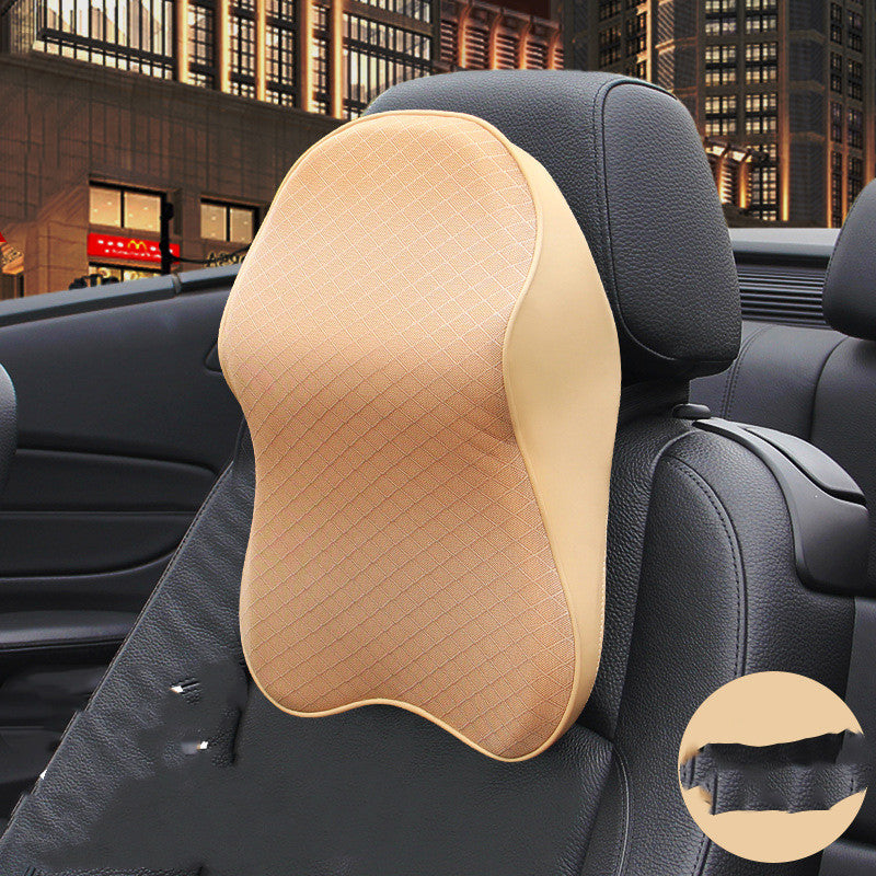 Car Headrest Neck Pillow – Beige or Black - Beige