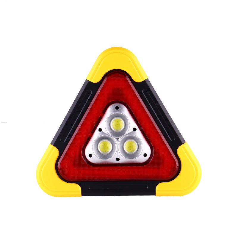 Folding tripod car warning triangle – front view showing led panel and handle