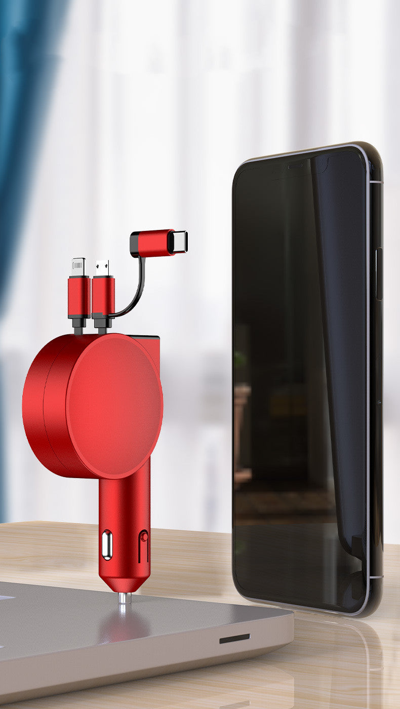 60W Dual Retractable Cable Car Charger - image 3