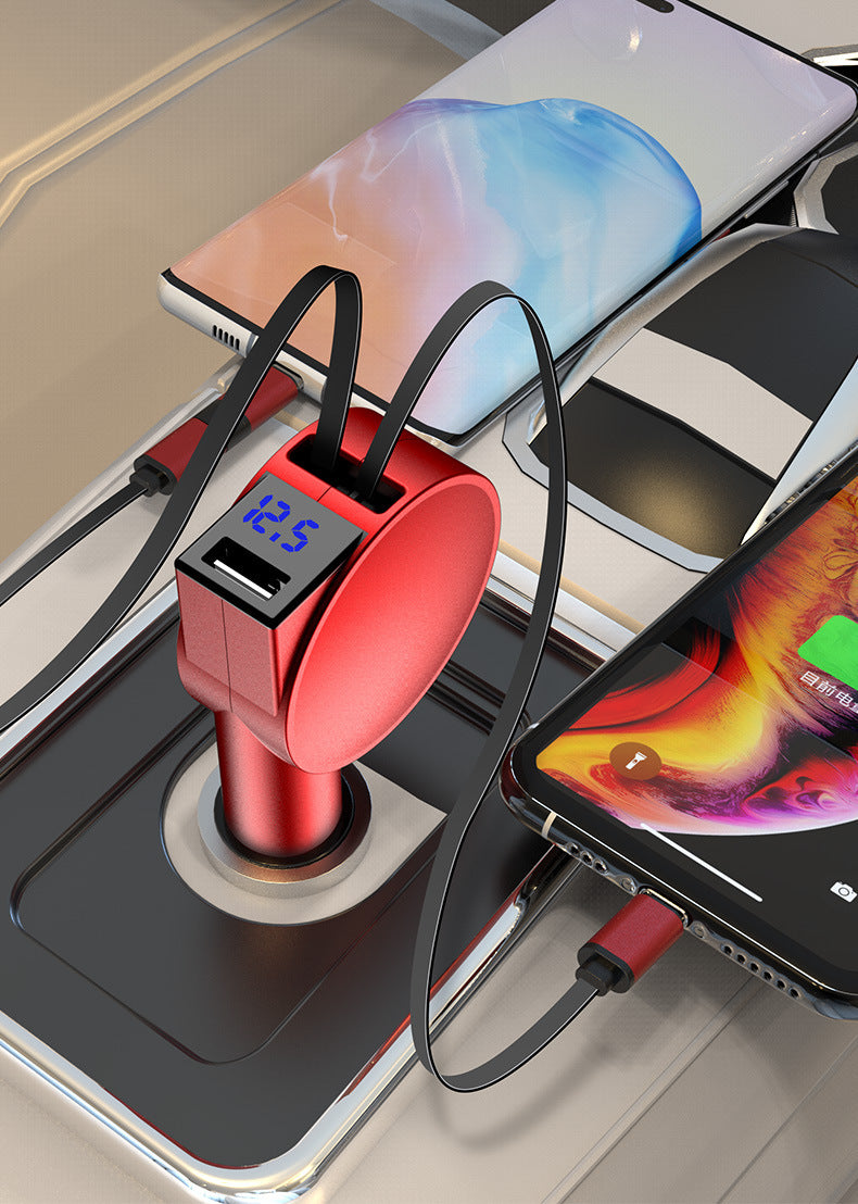 60W Dual Retractable Cable Car Charger - image 2