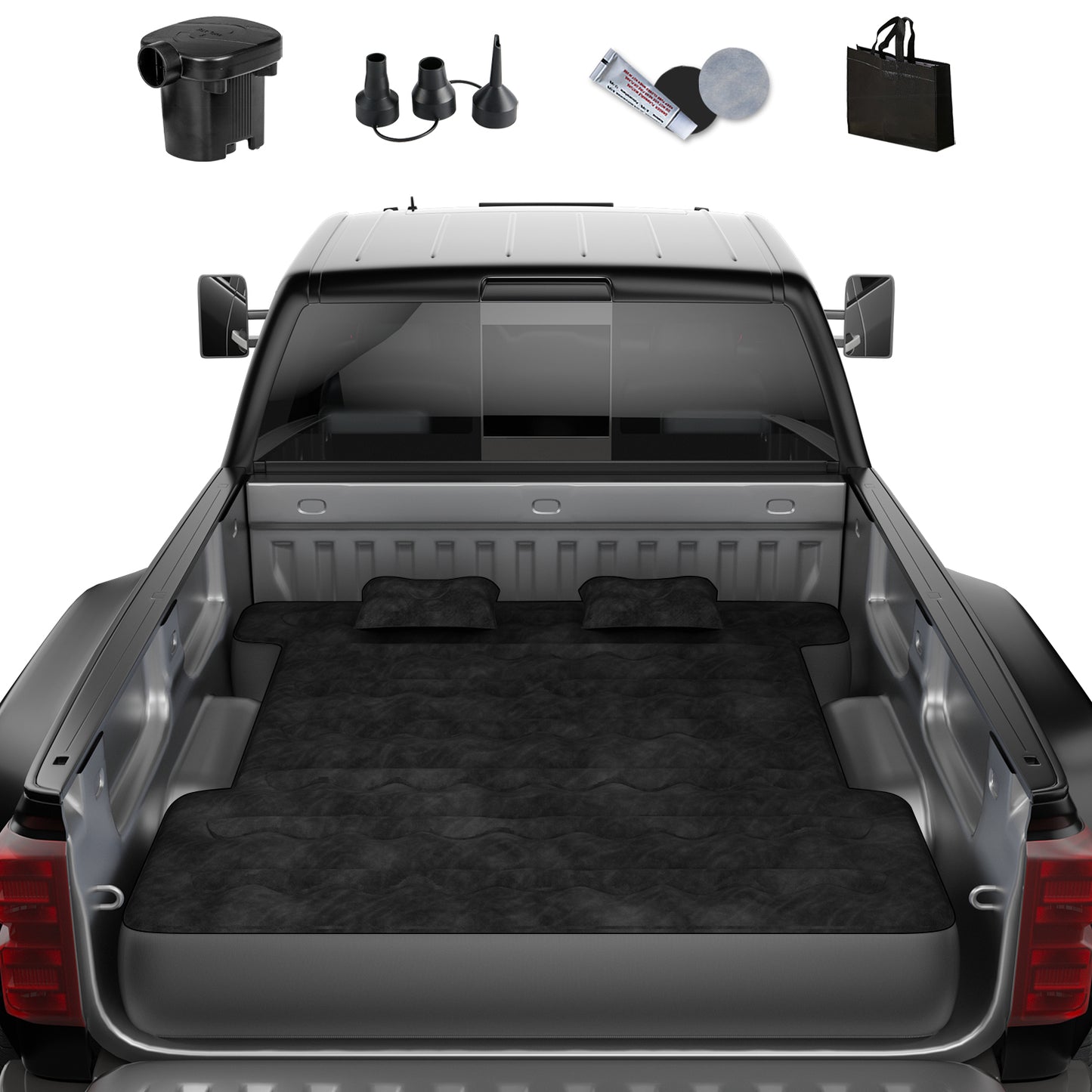 Truck Bed Air Mattress Inflatable Air Mattress For 5.5-5.8ft Short Truck Pickup Air Mattress For Camping Outdoor Bed Mattress For Travel Quick Inflation Mattress With Carry Bag