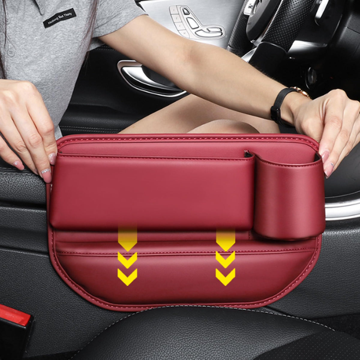 Car seat gap filler organiser with cup holder - image 10
