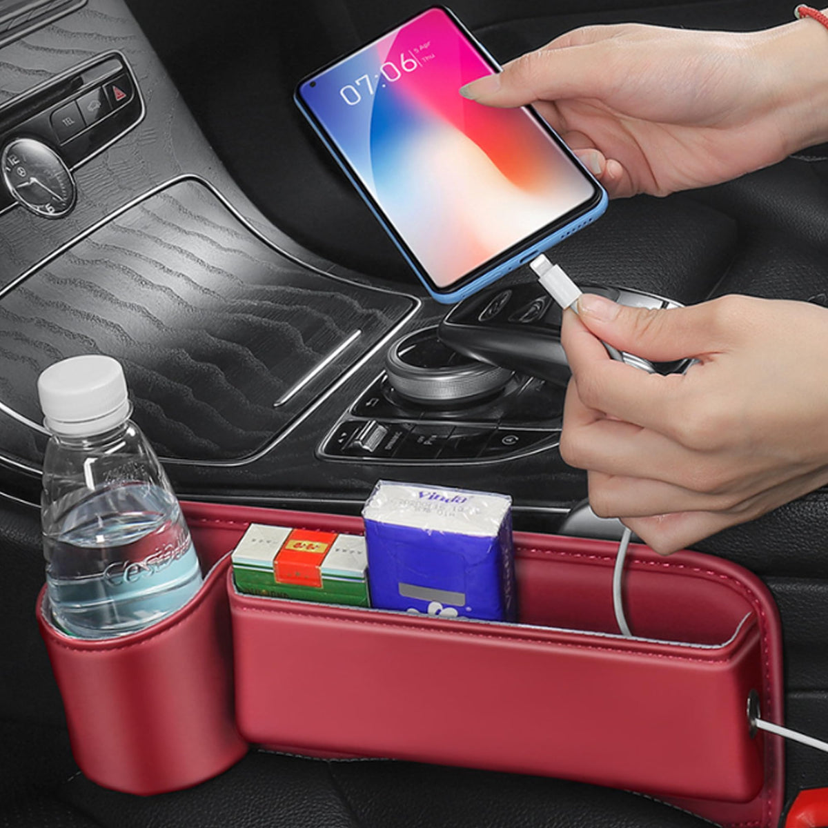 Car seat gap filler organiser with cup holder - image 8